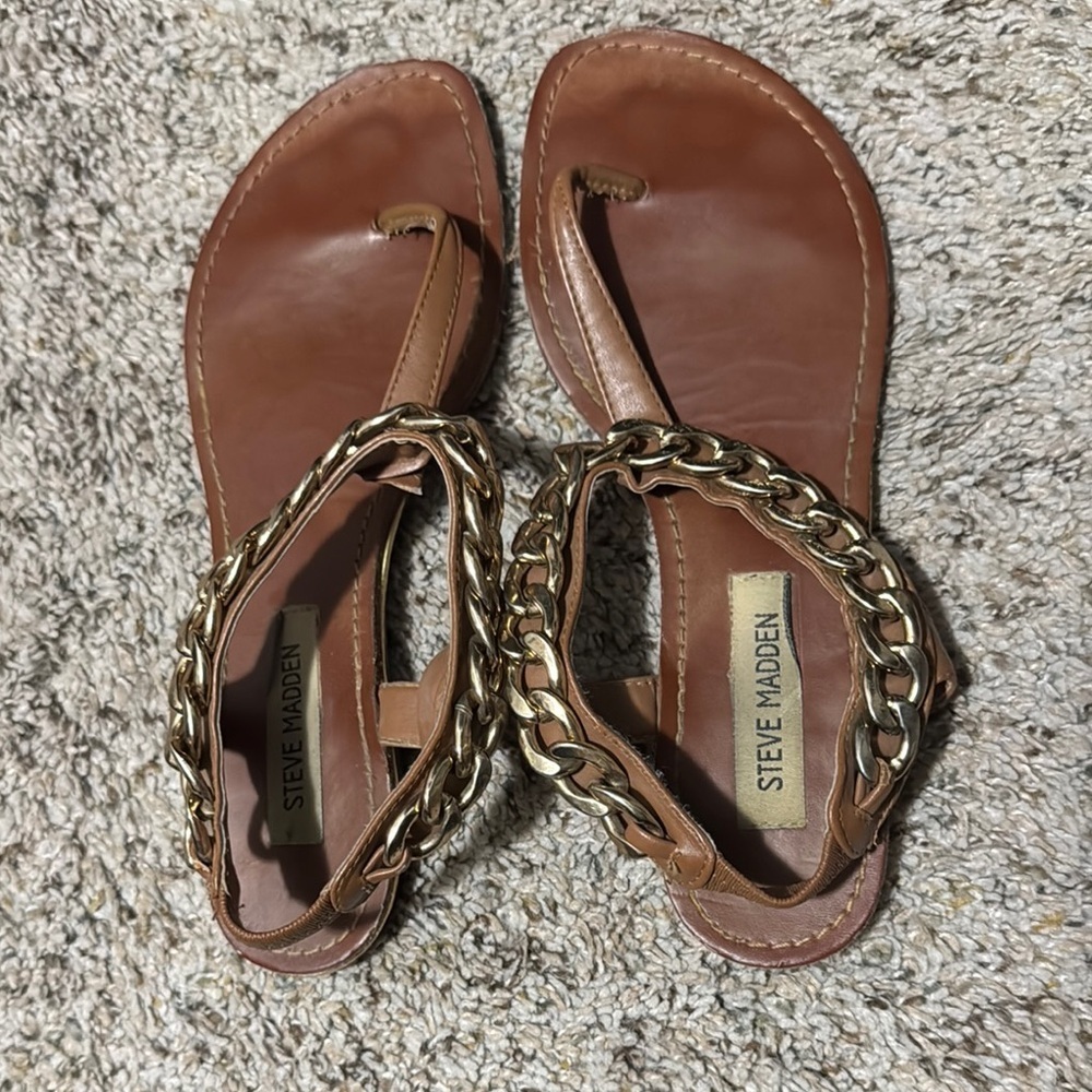Steve Madden Brown and Gold Sandals with Braided Straps